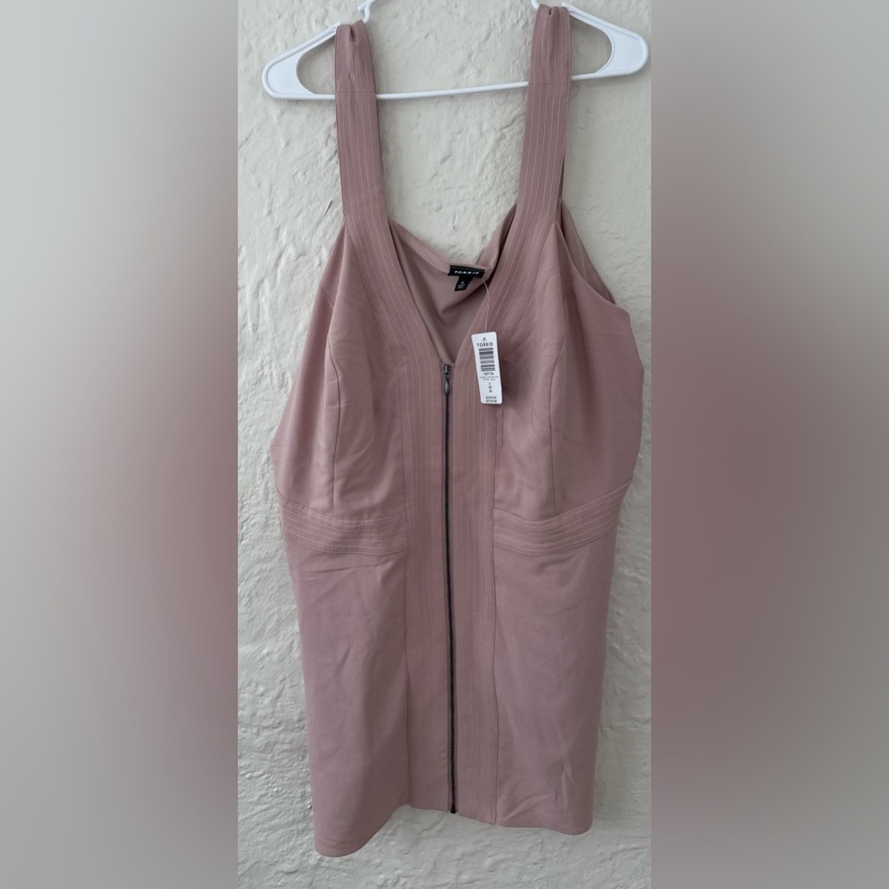 Nwt Torrid Fawn Crepe Zip Front Peplum Top Wide Straps Sweetheart Neckline 4x